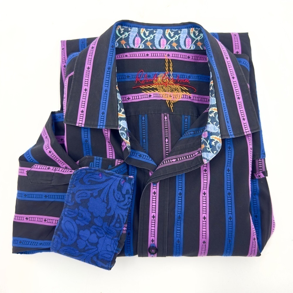 Robert Graham Button Down Shirt Mens XL Flip Cuff Colorful Statement Old Money